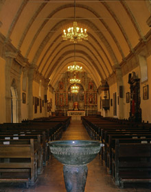 Carmel Mission interior, location for many Carmel weddings